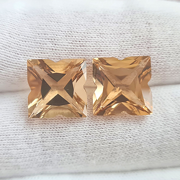 Желтые кварцы 13.90ct пара