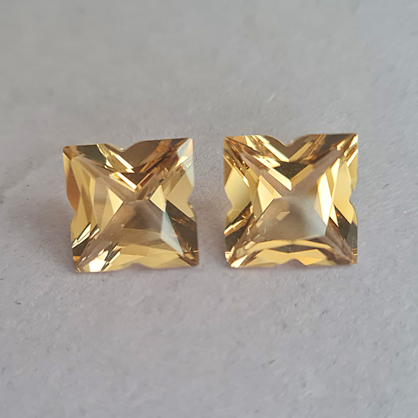 Желтые кварцы 13.30ct пара